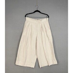 GAP Pants Womens 12 Beige Linen Wide Leg Culottes Cropped Pleated Minimal Resort